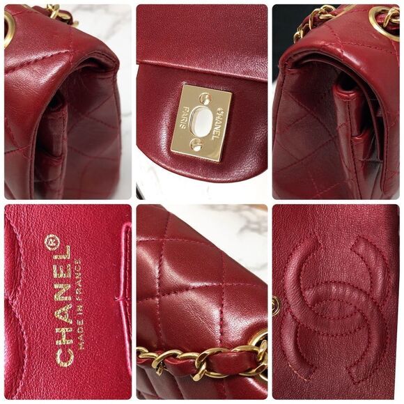 SOLD CHANEL Lambskin Red Iridescent Quilted Small Classic Flap 23cm Chain bag - Picture 14 of 14